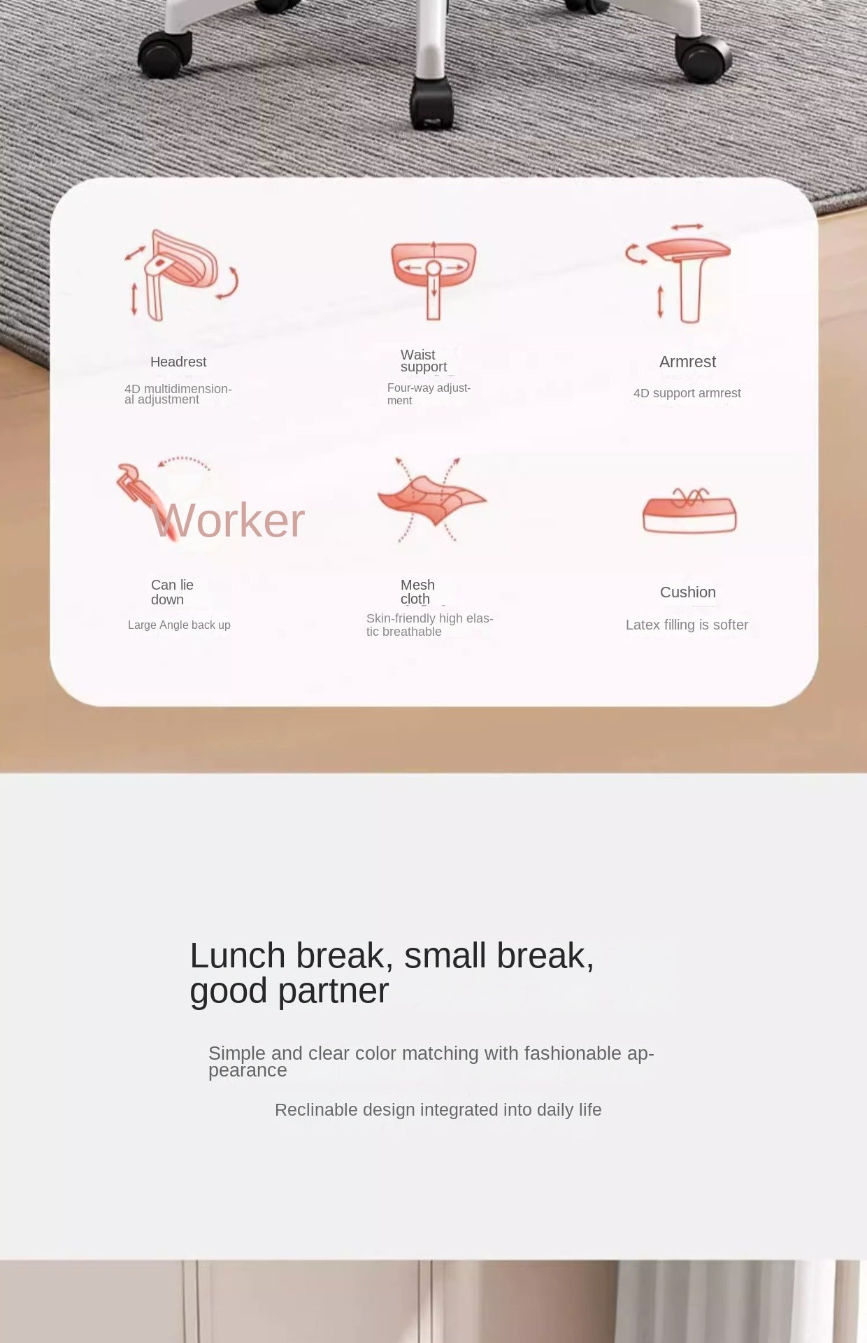 UVR Gaming Computer Chair Sitting Comfort Reclining Boss Chair Breathable Mesh Staff Chair Ergonomic Design Office Chair