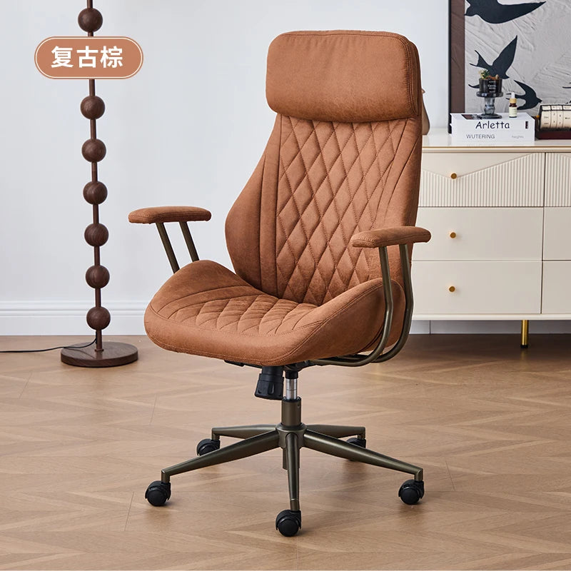 Boss Chair American Suede Office Chair with Steel Feet Adjustable Height And Backrest Swivel Simple for Home Or Office Use