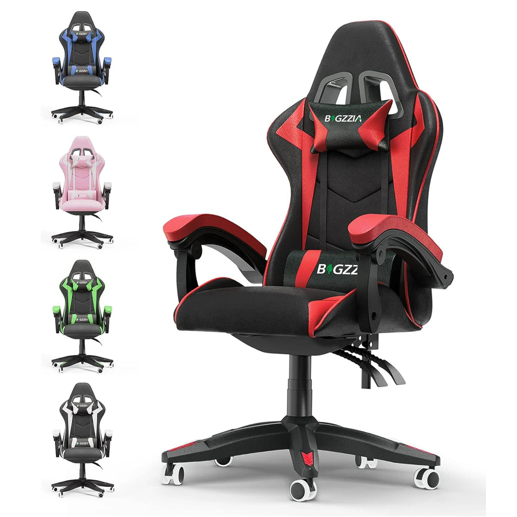 bigzzia Gaming Chair Office Chair Desk Chair Swivel Heavy Duty Chair Ergonomic Design with Cushion and Reclining Back Support