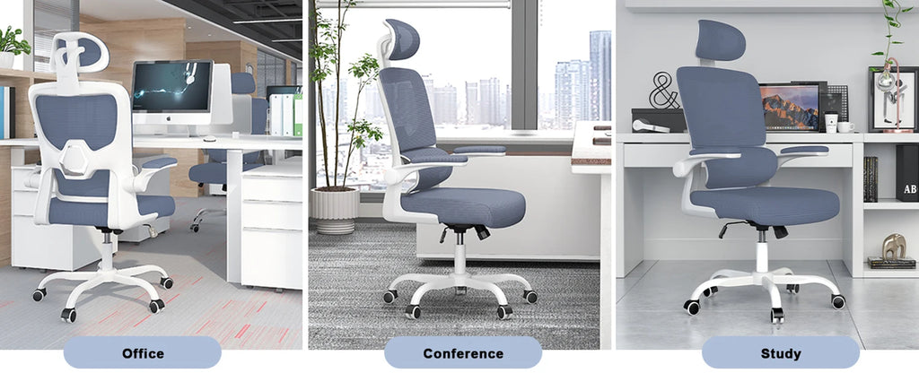 naspaluro Ergonomic Office Chair with Lumbar Support, Home Office Desk Computer Chairs Adjustable Headrest and Flip-up Armrests