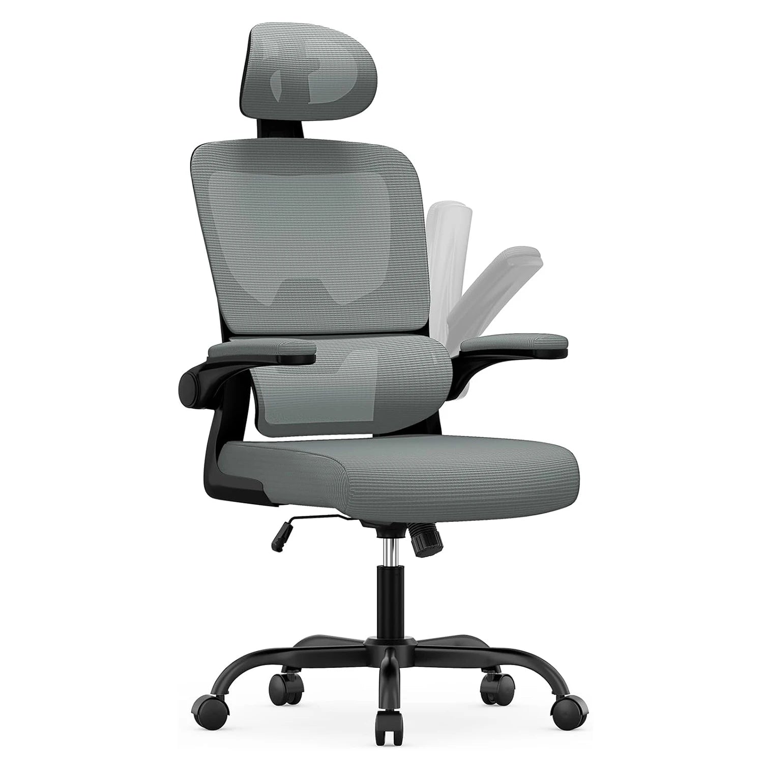 naspaluro Ergonomic Office Chair with Lumbar Support, Home Office Desk Computer Chairs Adjustable Headrest and Flip-up Armrests