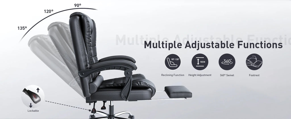 naspaluro Executive Office Chair Footrest High Back Desk Chair Ergonomic Recliner Computer Chair Gaming Chair Duty for Home