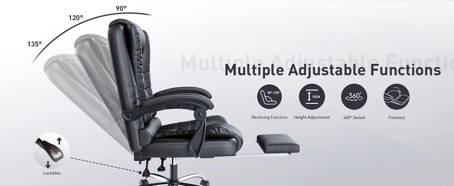 naspaluro Executive Office Chair Footrest High Back Desk Chair Ergonomic Recliner Computer Chair Gaming Chair Duty for Home