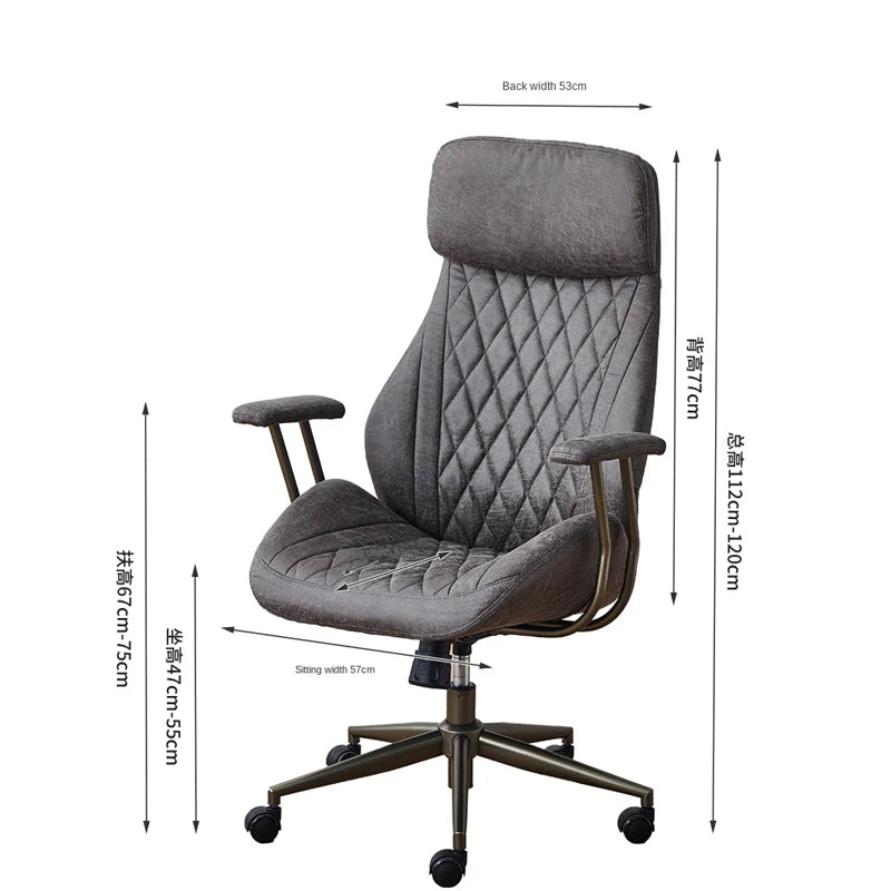 Boss Chair American Suede Office Chair with Steel Feet Adjustable Height And Backrest Swivel Simple for Home Or Office Use