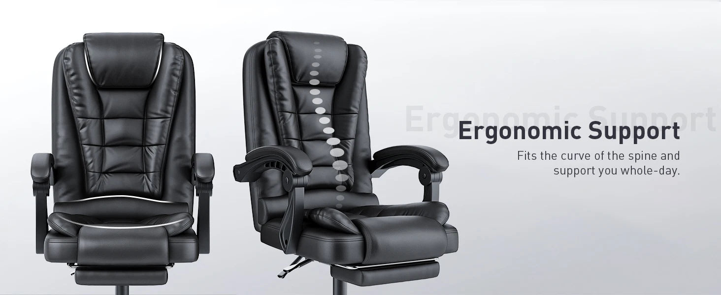 naspaluro Executive Office Chair Footrest High Back Desk Chair Ergonomic Recliner Computer Chair Gaming Chair Duty for Home