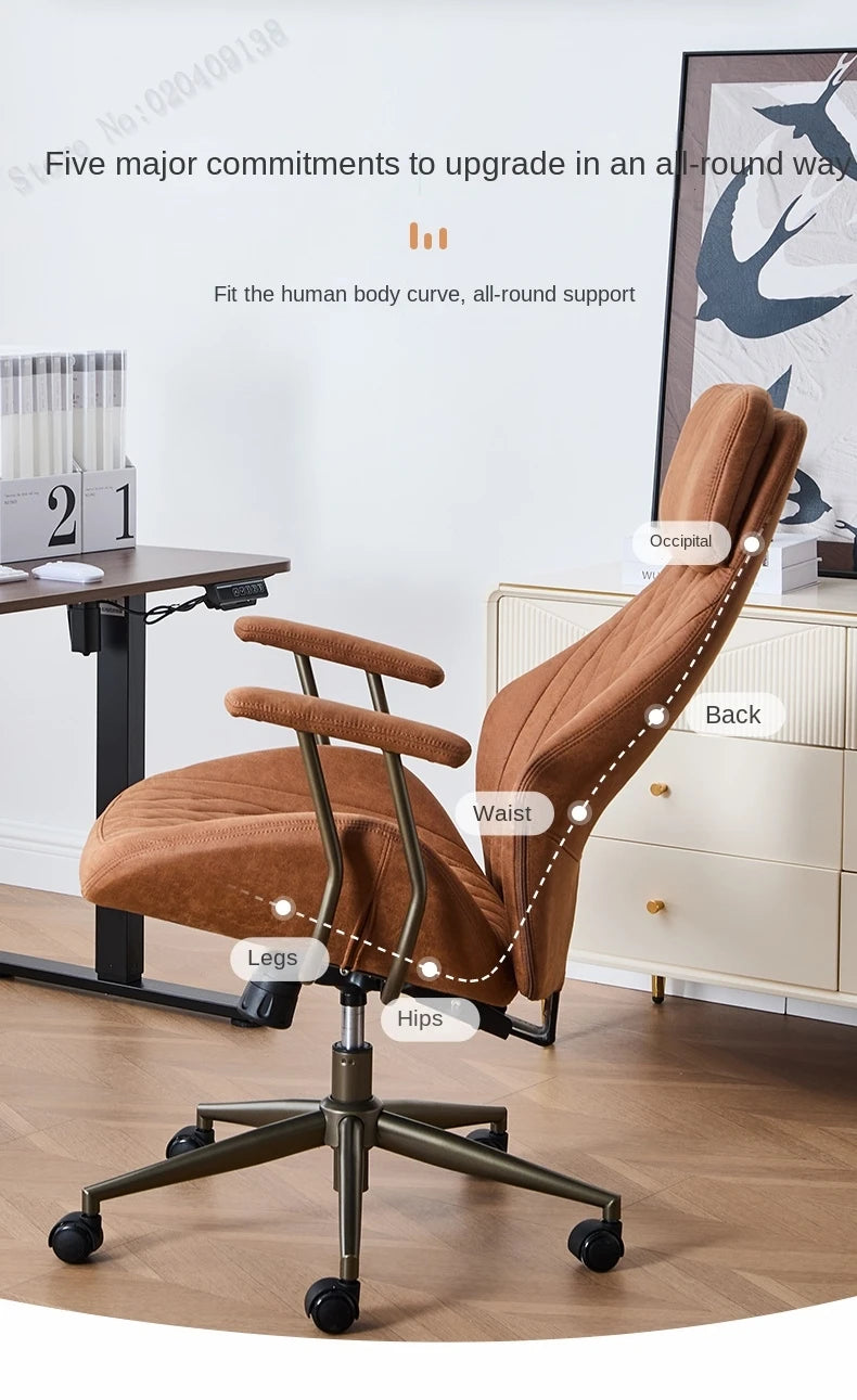 Boss Chair American Suede Office Chair with Steel Feet Adjustable Height And Backrest Swivel Simple for Home Or Office Use