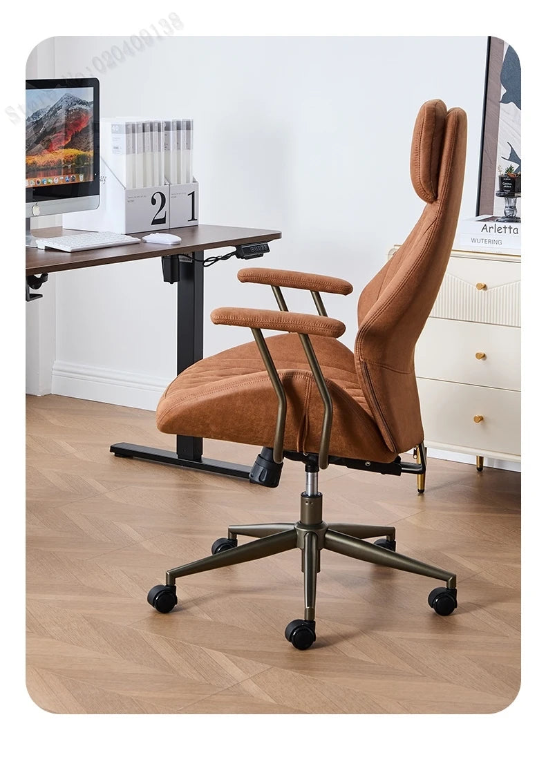 Boss Chair American Suede Office Chair with Steel Feet Adjustable Height And Backrest Swivel Simple for Home Or Office Use