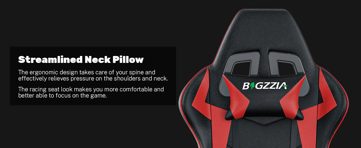 bigzzia Gaming Chair Office Chair Desk Chair Swivel Heavy Duty Chair Ergonomic Design with Cushion and Reclining Back Support