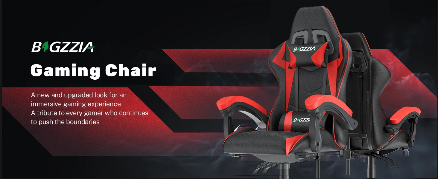 bigzzia Gaming Chair Office Chair Desk Chair Swivel Heavy Duty Chair Ergonomic Design with Cushion and Reclining Back Support