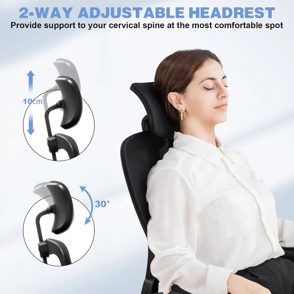 COMHOMA Office Chair with Flip-up Armrests, Ergonomic Office Desk Chair with Lumbar Support Height Adjustable Desk Chair