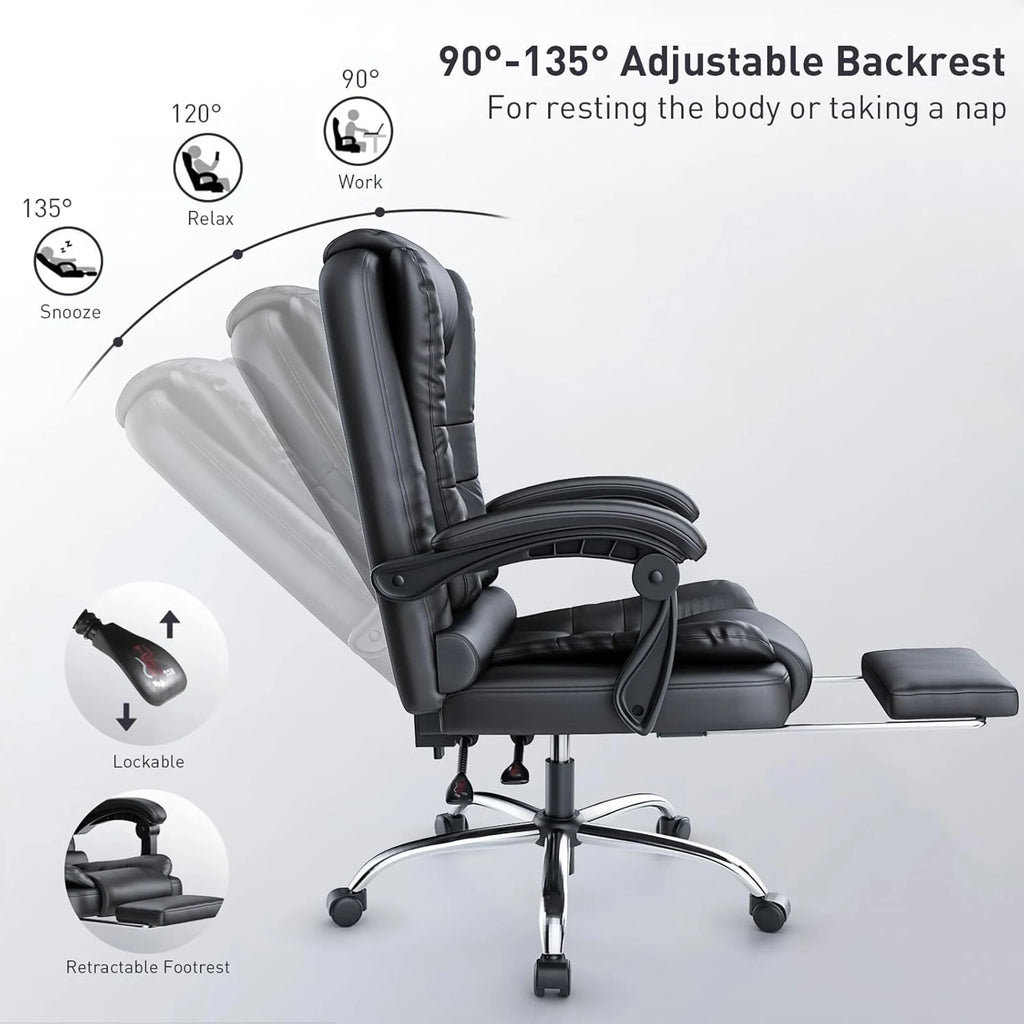 naspaluro Executive Office Chair Footrest High Back Desk Chair Ergonomic Recliner Computer Chair Gaming Chair Duty for Home