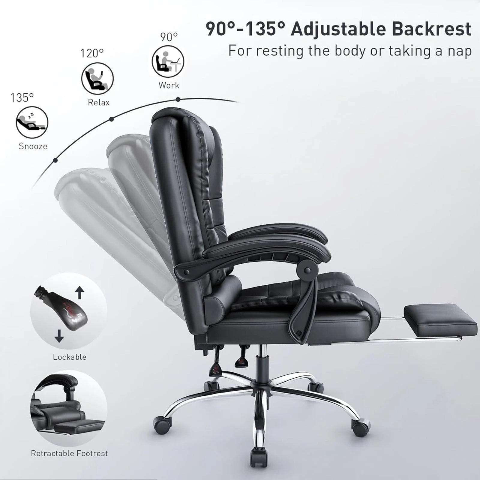 naspaluro Executive Office Chair Footrest High Back Desk Chair Ergonomic Recliner Computer Chair Gaming Chair Duty for Home
