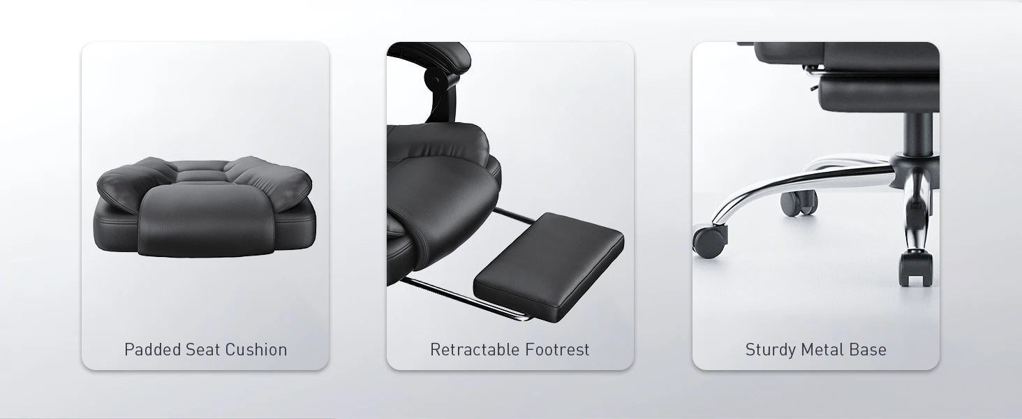 naspaluro Executive Office Chair Footrest High Back Desk Chair Ergonomic Recliner Computer Chair Gaming Chair Duty for Home