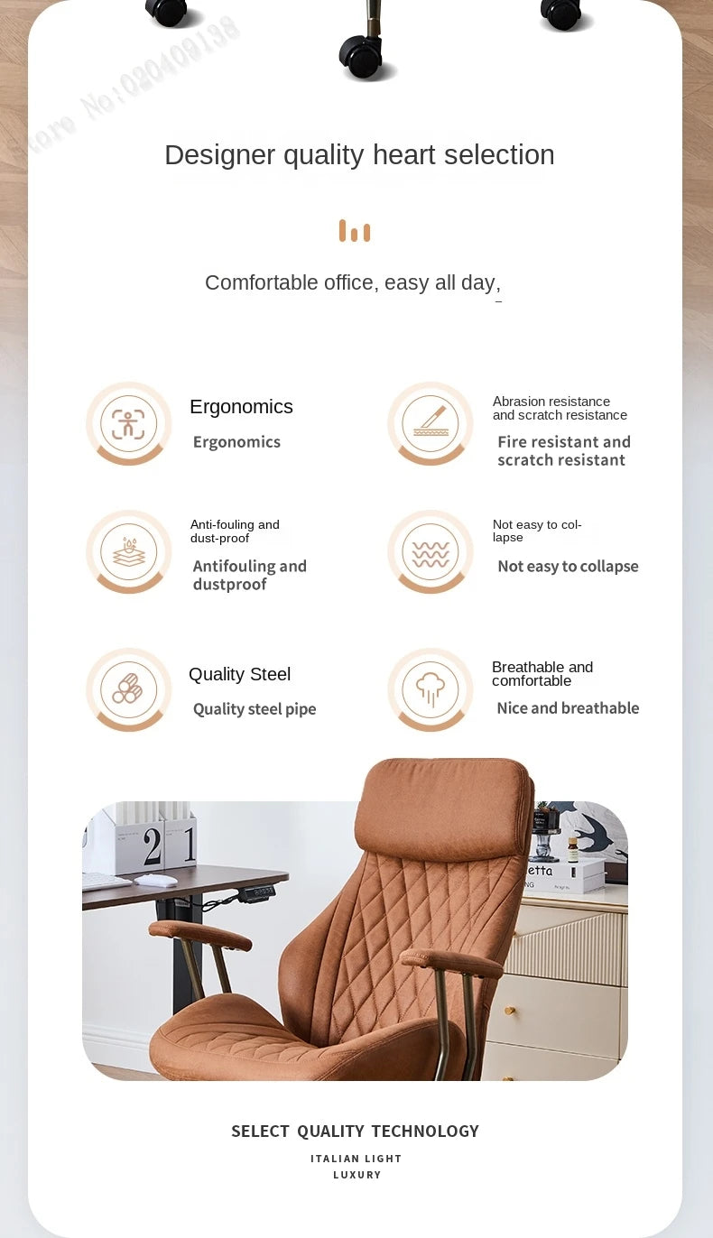 Boss Chair American Suede Office Chair with Steel Feet Adjustable Height And Backrest Swivel Simple for Home Or Office Use