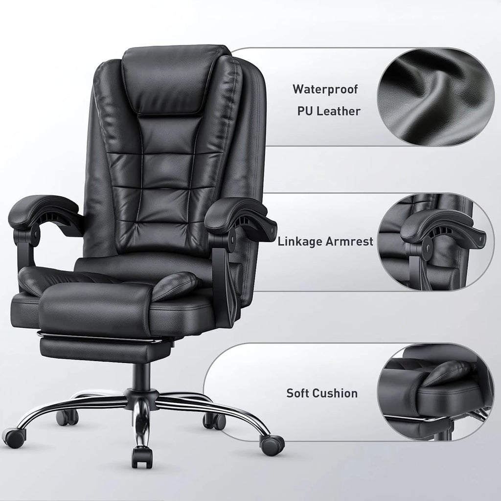 naspaluro Executive Office Chair Footrest High Back Desk Chair Ergonomic Recliner Computer Chair Gaming Chair Duty for Home
