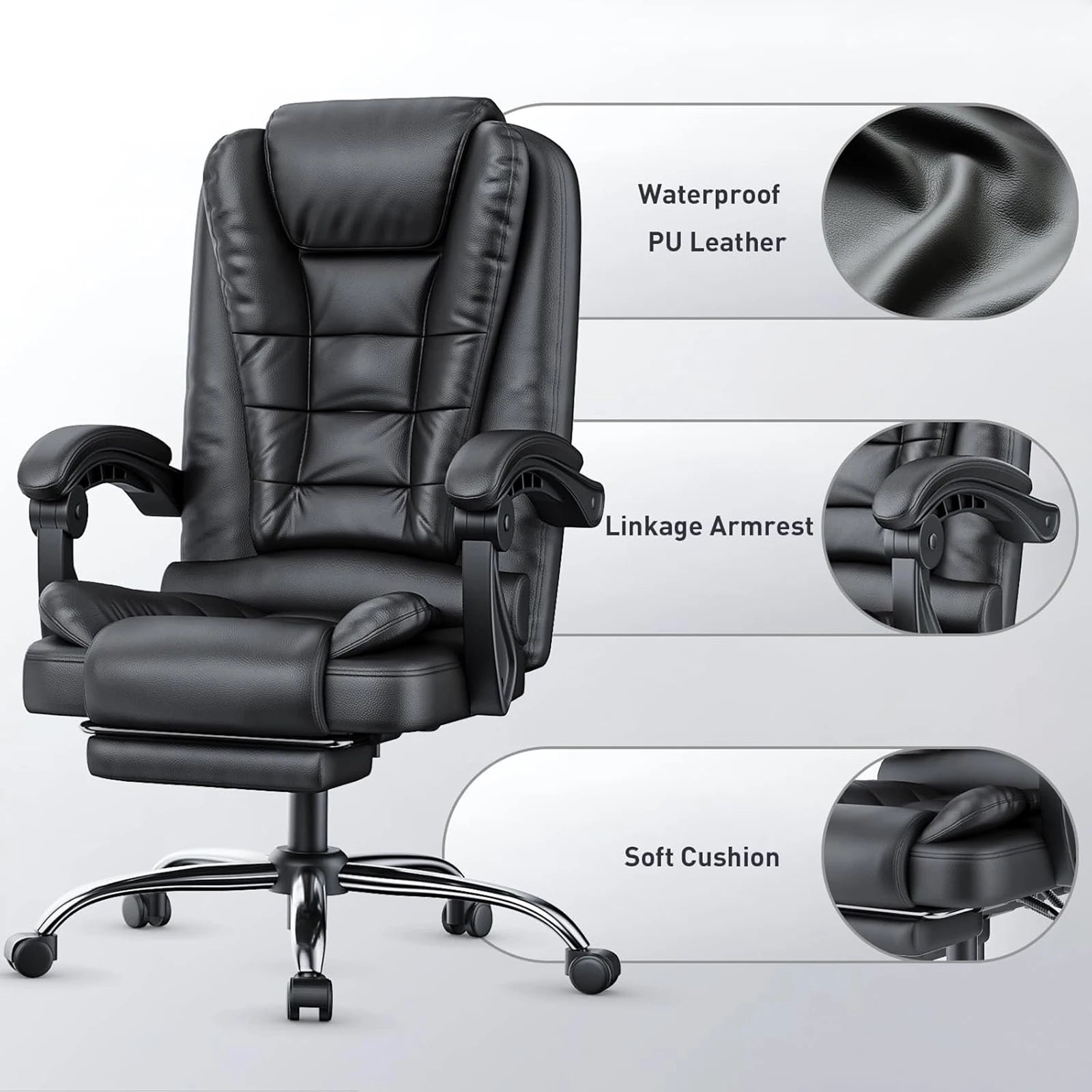 naspaluro Executive Office Chair Footrest High Back Desk Chair Ergonomic Recliner Computer Chair Gaming Chair Duty for Home