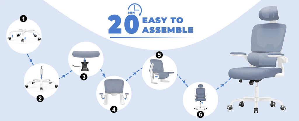 naspaluro Ergonomic Office Chair with Lumbar Support, Home Office Desk Computer Chairs Adjustable Headrest and Flip-up Armrests