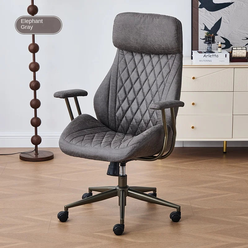 Boss Chair American Suede Office Chair with Steel Feet Adjustable Height And Backrest Swivel Simple for Home Or Office Use