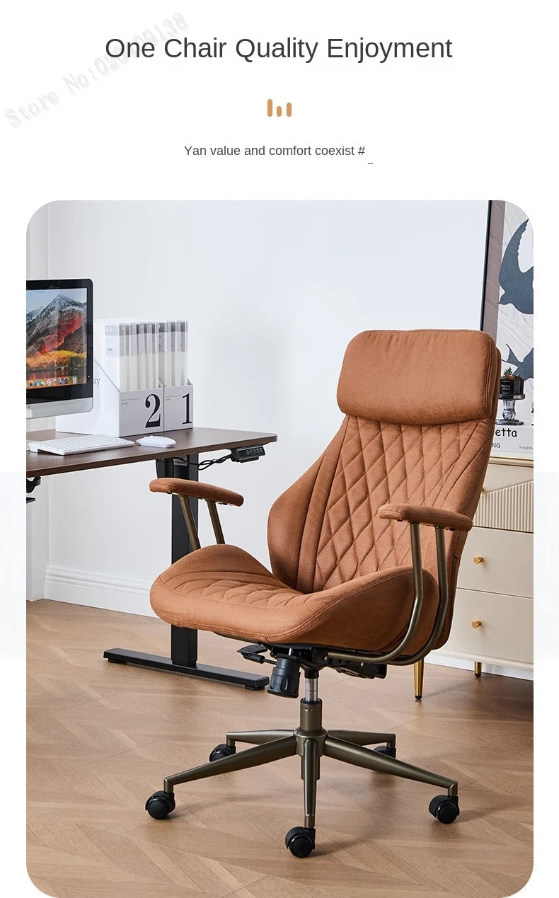Boss Chair American Suede Office Chair with Steel Feet Adjustable Height And Backrest Swivel Simple for Home Or Office Use