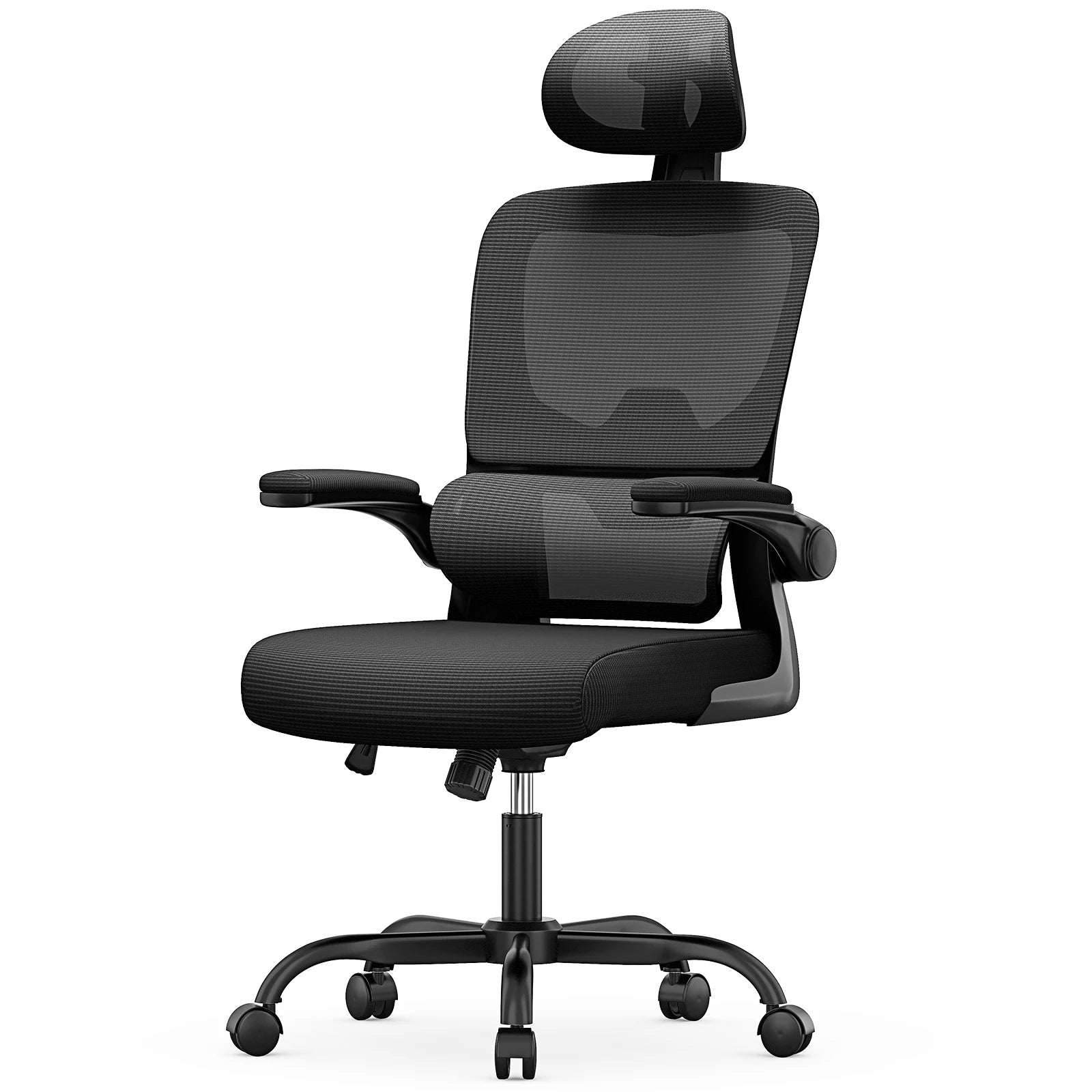naspaluro Ergonomic Office Chair with Lumbar Support, Home Office Desk Computer Chairs Adjustable Headrest and Flip-up Armrests