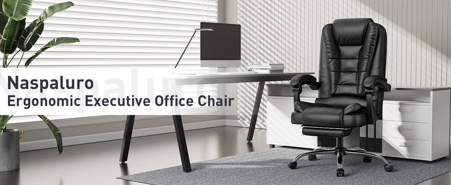 naspaluro Executive Office Chair Footrest High Back Desk Chair Ergonomic Recliner Computer Chair Gaming Chair Duty for Home
