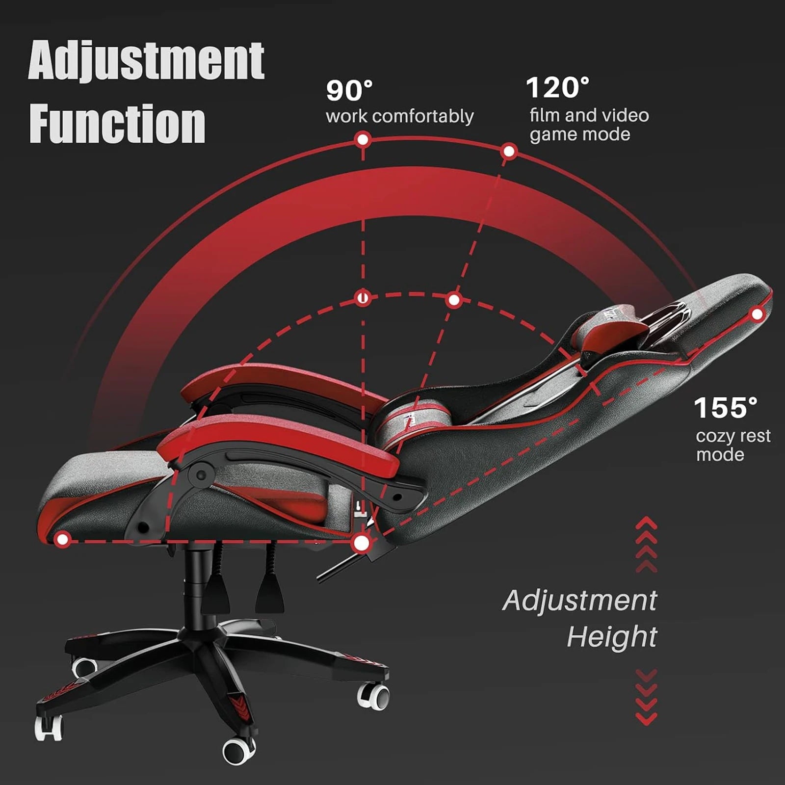 bigzzia Gaming Chair Office Chair Desk Chair Swivel Heavy Duty Chair Ergonomic Design with Cushion and Reclining Back Support