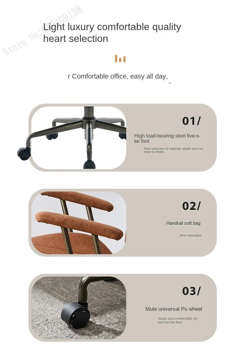 Boss Chair American Suede Office Chair with Steel Feet Adjustable Height And Backrest Swivel Simple for Home Or Office Use