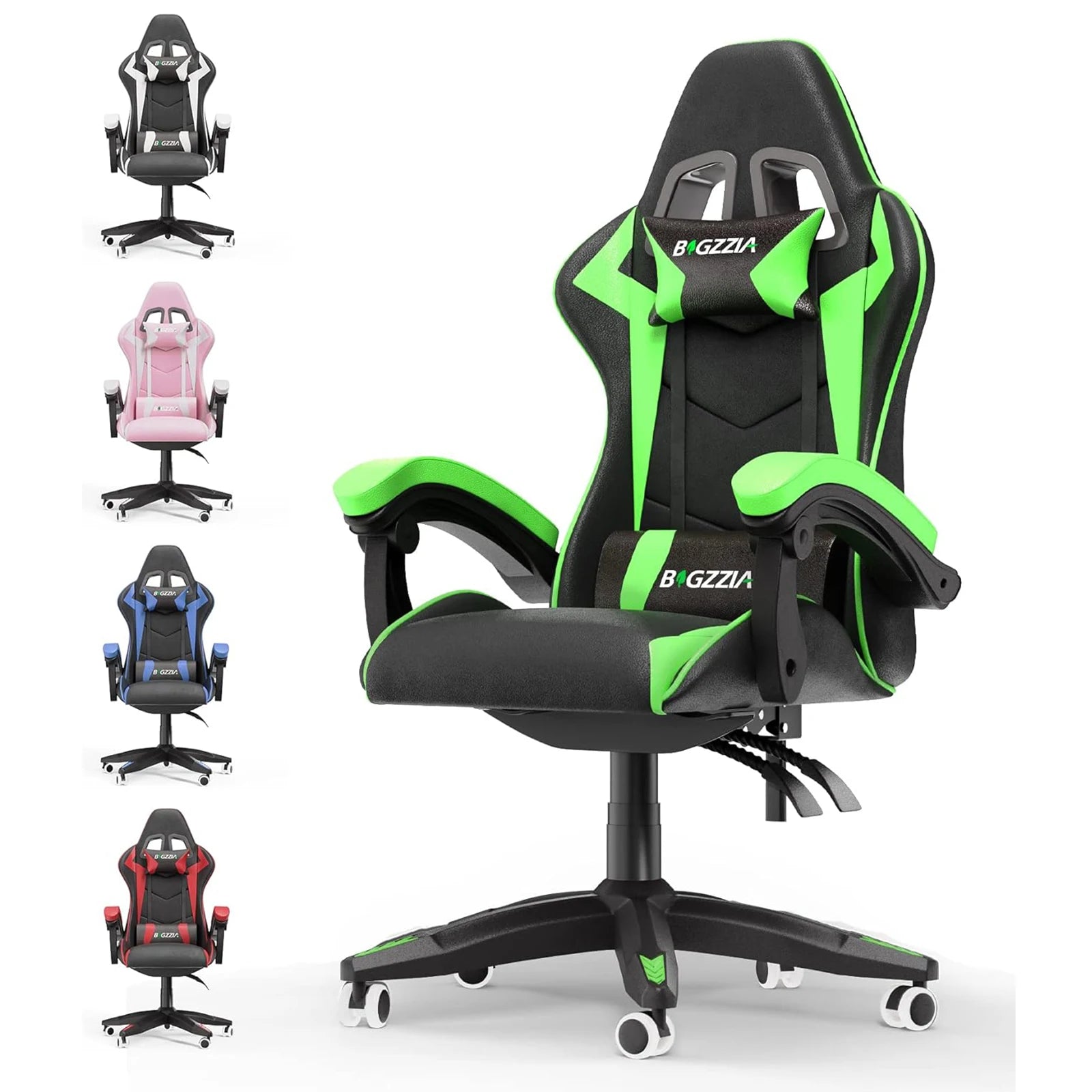bigzzia Gaming Chair Office Chair Desk Chair Swivel Heavy Duty Chair Ergonomic Design with Cushion and Reclining Back Support