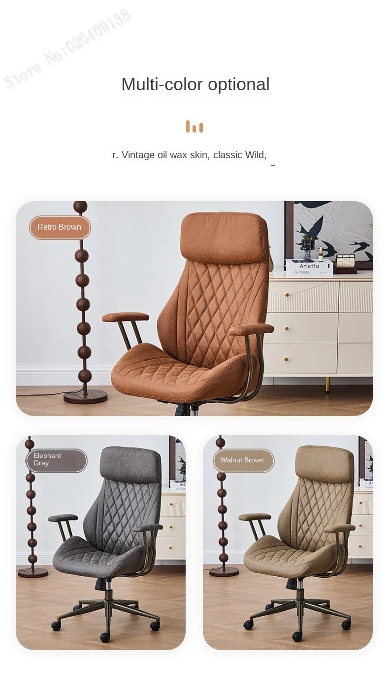 Boss Chair American Suede Office Chair with Steel Feet Adjustable Height And Backrest Swivel Simple for Home Or Office Use