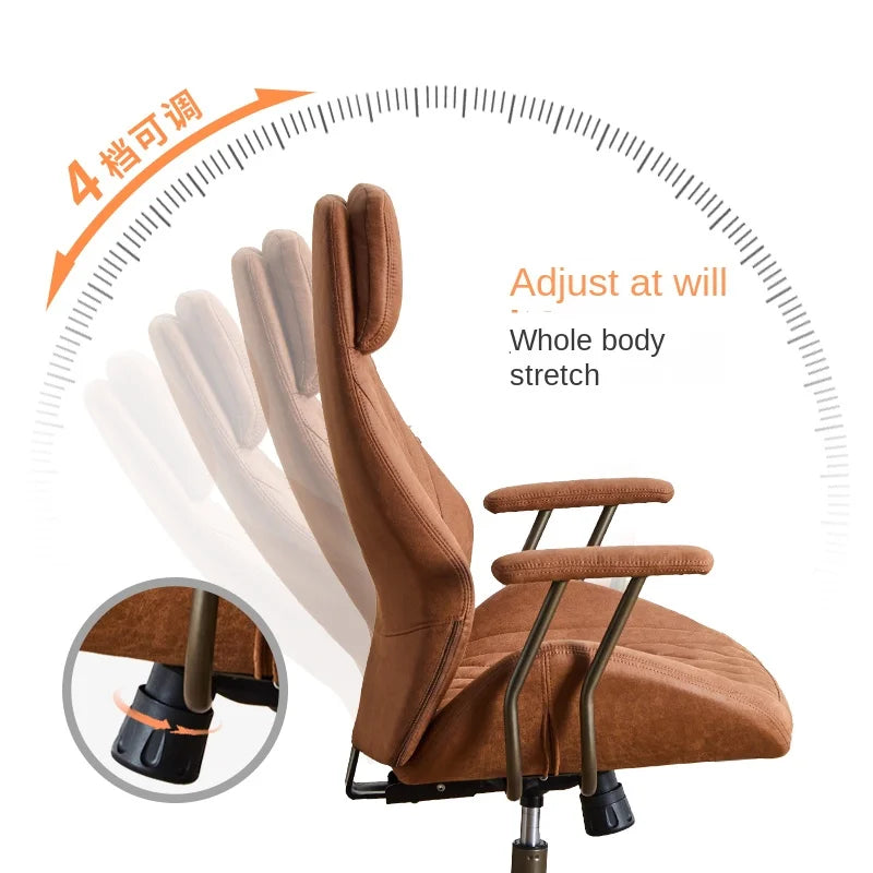 Boss Chair American Suede Office Chair with Steel Feet Adjustable Height And Backrest Swivel Simple for Home Or Office Use