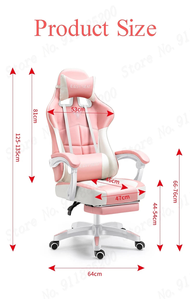Fashion New Pink Computer Chair Office Home Girls Bedroom Lift Chair Rotating Gaming Chair Anchor Live Game Chair Reclining