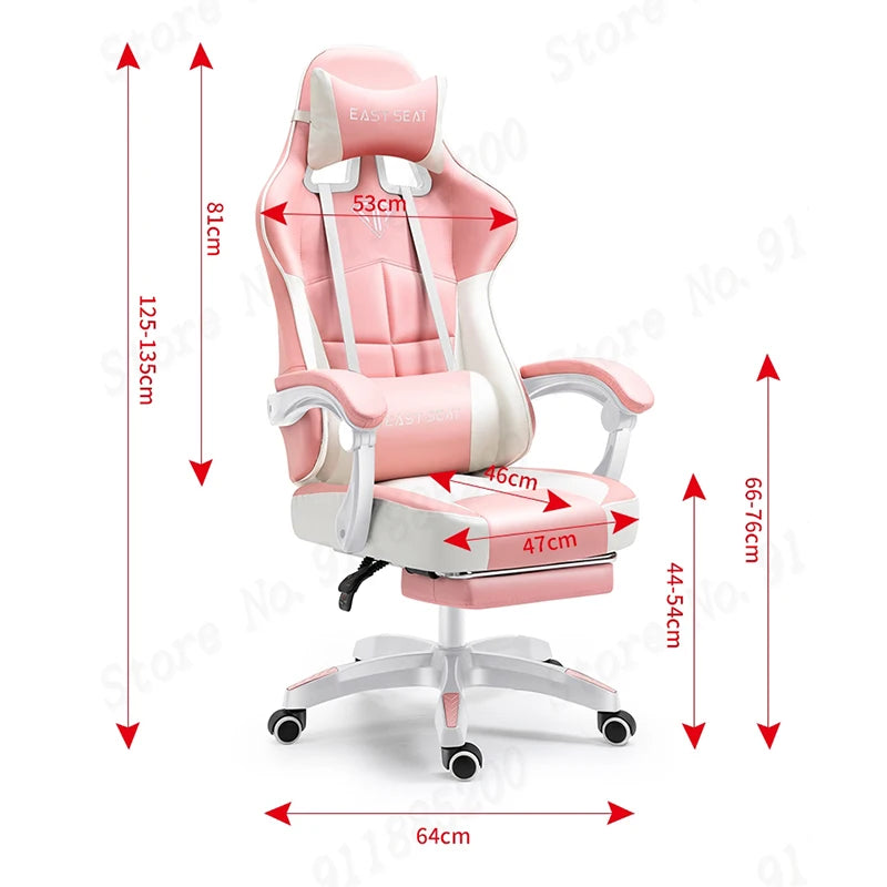 Fashion New Pink Computer Chair Office Home Girls Bedroom Lift Chair Rotating Gaming Chair Anchor Live Game Chair Reclining