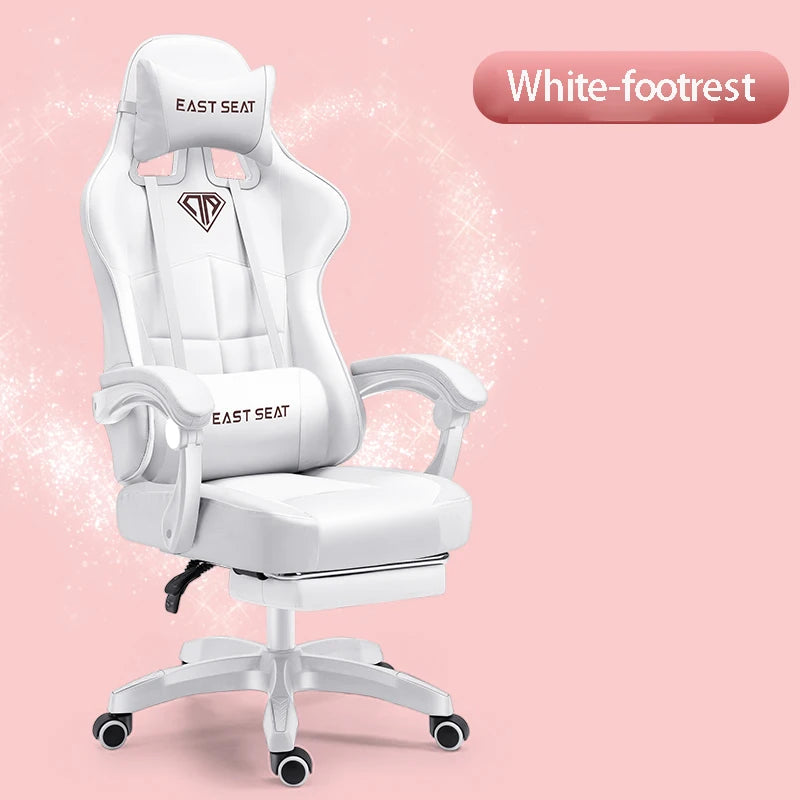 Fashion New Pink Computer Chair Office Home Girls Bedroom Lift Chair Rotating Gaming Chair Anchor Live Game Chair Reclining