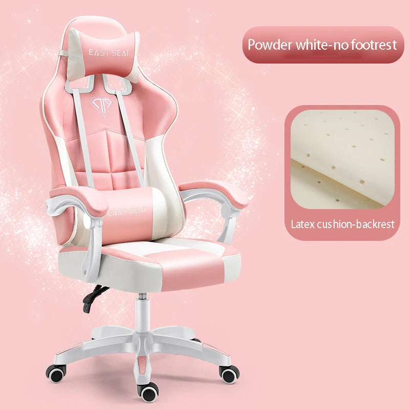 Fashion New Pink Computer Chair Office Home Girls Bedroom Lift Chair Rotating Gaming Chair Anchor Live Game Chair Reclining
