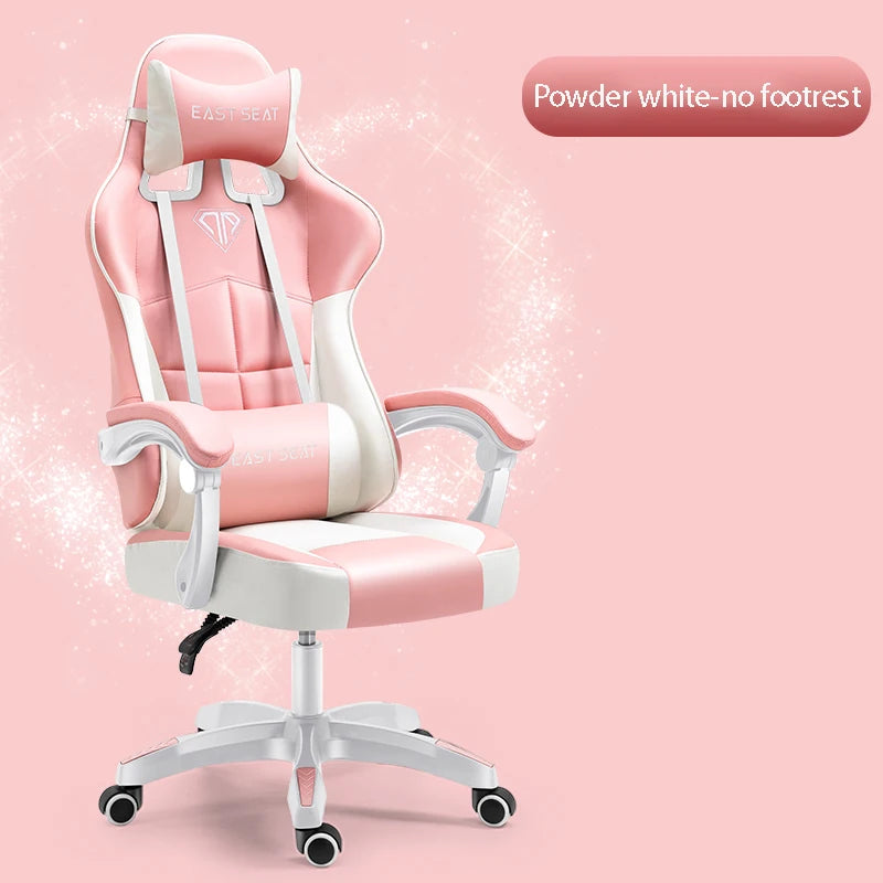 Fashion New Pink Computer Chair Office Home Girls Bedroom Lift Chair Rotating Gaming Chair Anchor Live Game Chair Reclining