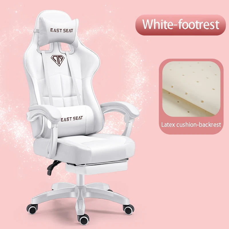 Fashion New Pink Computer Chair Office Home Girls Bedroom Lift Chair Rotating Gaming Chair Anchor Live Game Chair Reclining