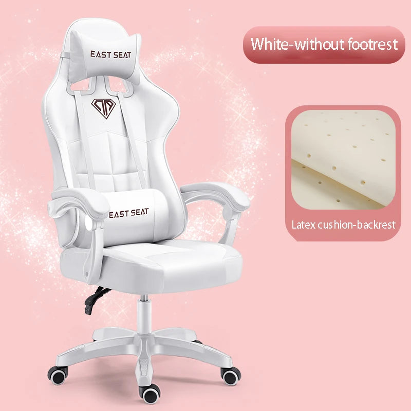 Fashion New Pink Computer Chair Office Home Girls Bedroom Lift Chair Rotating Gaming Chair Anchor Live Game Chair Reclining