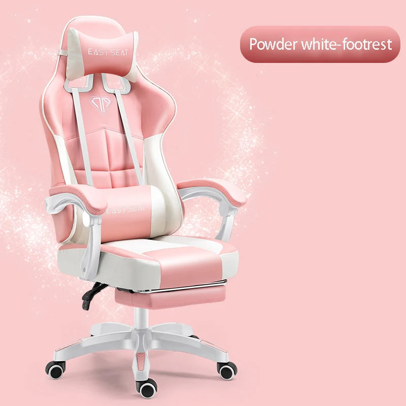 Fashion New Pink Computer Chair Office Home Girls Bedroom Lift Chair Rotating Gaming Chair Anchor Live Game Chair Reclining