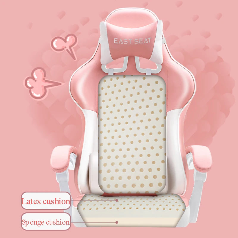 Fashion New Pink Computer Chair Office Home Girls Bedroom Lift Chair Rotating Gaming Chair Anchor Live Game Chair Reclining