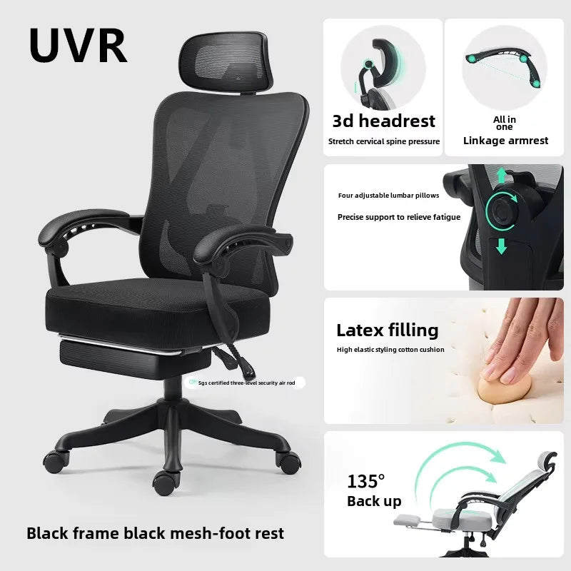 UVR Gaming Computer Chair Sedentary Comfortable Reclining Ergonomic Design Armchair Household Recliners Mesh Office Chair