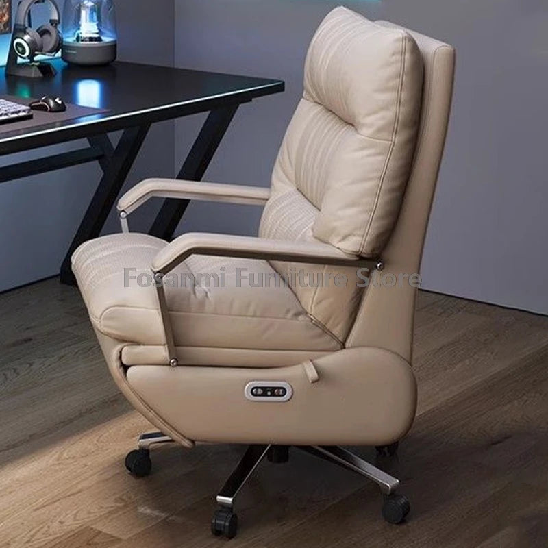 Adjustable Soft Gaming Swivel Chair Comfortable Leather Computer Office Chair with Footrest Thickened Back Desk Chairs for Home