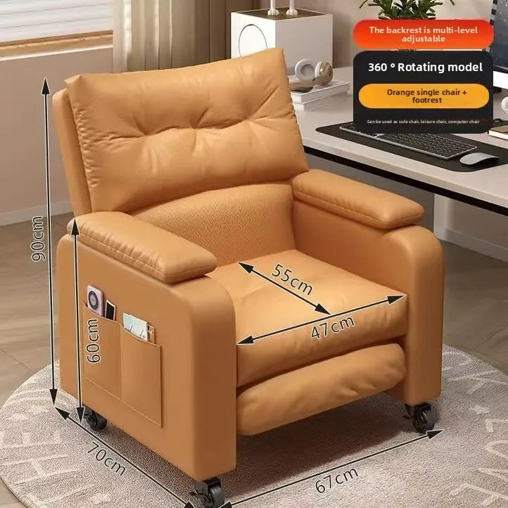 Home Comfortable Computer Chair with Headrest and Footrest, Reclining and Sitting, Movable with Wheels