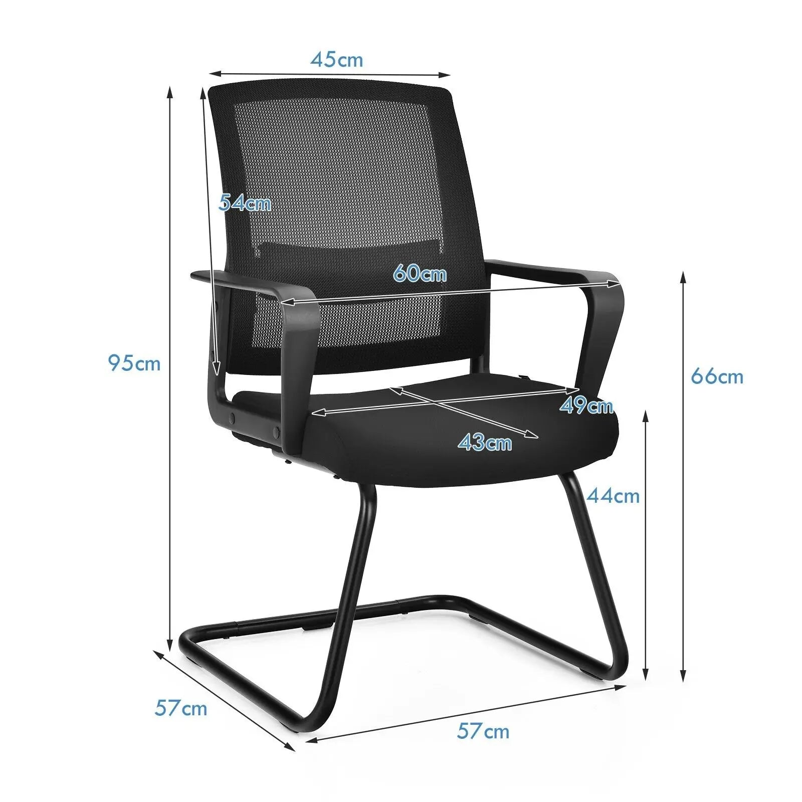 GOFLAME Meeting Office Chairs Mid-Back Mesh Reception Chair w/Adjustable Lumbar Support