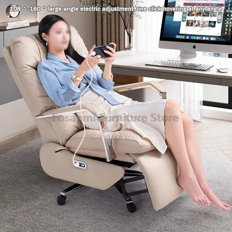 Adjustable Soft Gaming Swivel Chair Comfortable Leather Computer Office Chair with Footrest Thickened Back Desk Chairs for Home