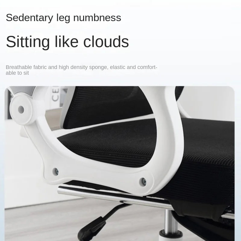 Olevo Wooden Ergonomic Chair Dormitory Movable Rotating Study Chair Office Sitting Comfortable Lying Waist Support Office Chair