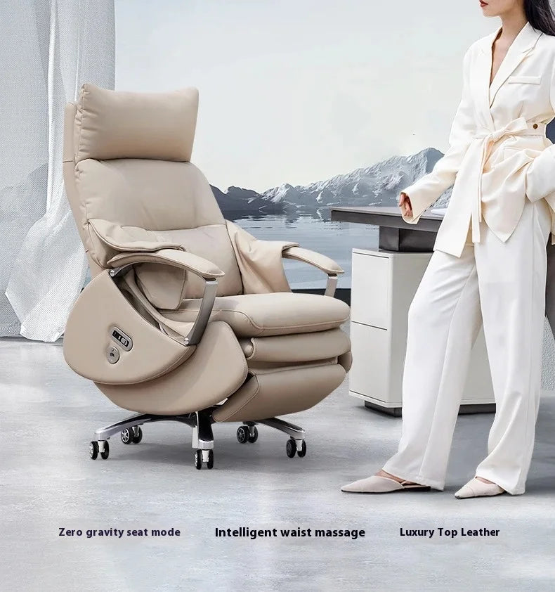 Leather Modern Office Chairs Makeup Boss Recliner Massage Computer Chair Autofull Ergonomic Silla Oficina School Furniture