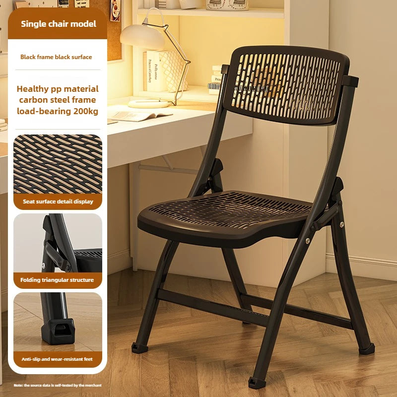 Foldable Office Chair with Thickened Seat, Anti-Slip Portable Training Chair, Breathable Computer Chair, Space Saving Stoo