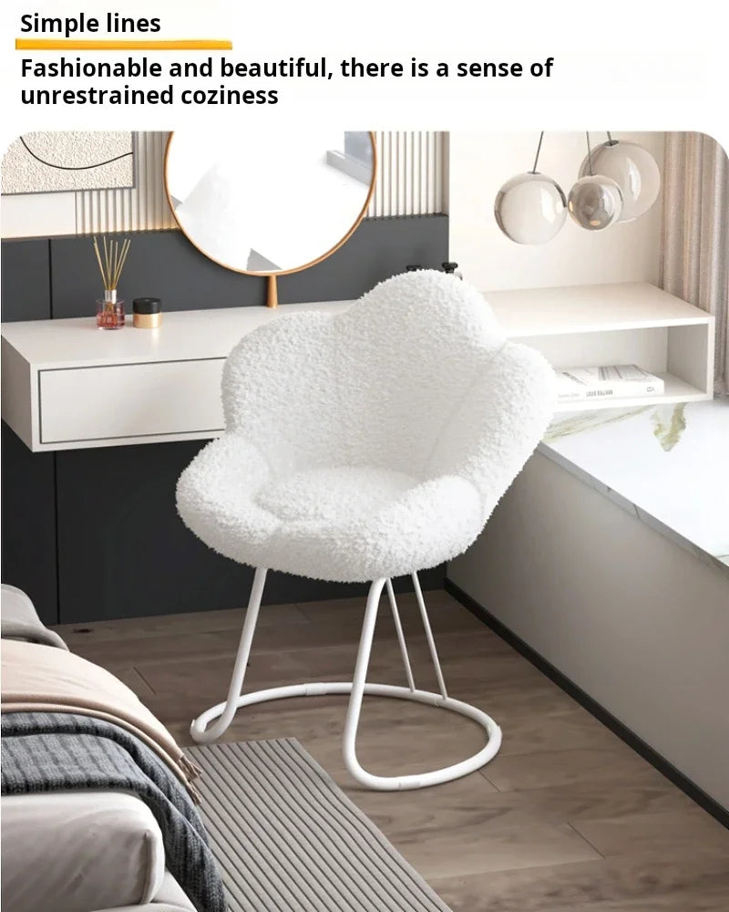 Nordic Lamb wool living room chairs INS luxury swivel soft Armchair bedroom reading makeup vanity Backrest Stool home furniture