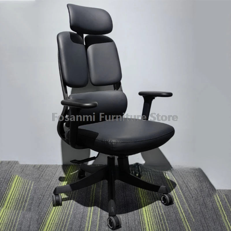 Home Swivel Desk Chair with 3-Section Ergonomic Backrest Comfy Leather Adjustable Seat Deepth Office Chair Gaming Computer Chair