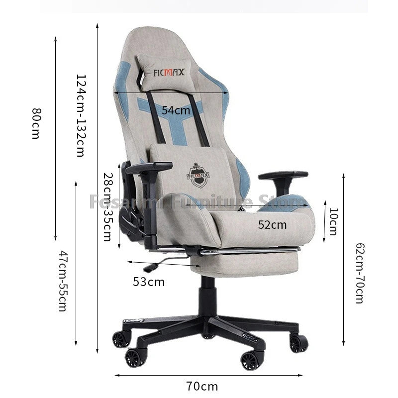 Tech Fabric Adjustable Modern Gamer Computer Chair with Headrest Recline Office Desk Chair Ergonomic Home Wide Seat Gaming Chair